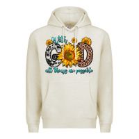 Oatmeal Heather with god all things are possible sunflower Premium Hoodie - Zillion Design Studio