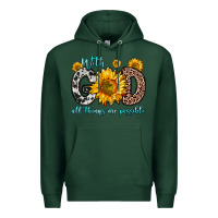 Sports Green with god all things are possible sunflower Premium Hoodie - Zillion Design Studio