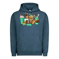Pigment Midnight Navy french bulldog coffee cups Urban Hoodie - Zillion Design Studio