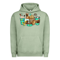 Pigment Oil Green french bulldog coffee cups Urban Hoodie - Zillion Design Studio