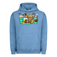 Pigment Pebble Blue french bulldog coffee cups Urban Hoodie - Zillion Design Studio