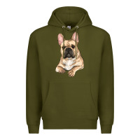Army Green french bulldog sitting Premium Hoodie - RanaPortraitStore