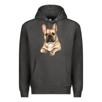 Charcoal Heather french bulldog sitting Premium Hoodie - RanaPortraitStore