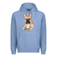 Colony Blue french bulldog sitting Premium Hoodie - RanaPortraitStore