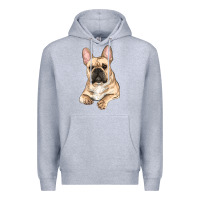 Heather Grey french bulldog sitting Premium Hoodie - RanaPortraitStore