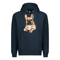 Navy french bulldog sitting Premium Hoodie - RanaPortraitStore