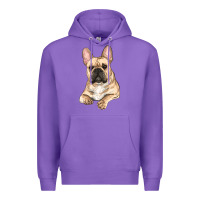 Purple french bulldog sitting Premium Hoodie - RanaPortraitStore