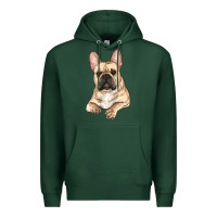 Sports Green french bulldog sitting Premium Hoodie - RanaPortraitStore