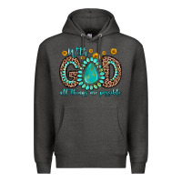 Charcoal Heather with god all things are possible gemstone Premium Hoodie - Zillion Design Studio