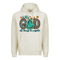 Oatmeal Heather with god all things are possible gemstone Premium Hoodie - Zillion Design Studio