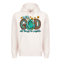 Pale Pink with god all things are possible gemstone Premium Hoodie - Zillion Design Studio
