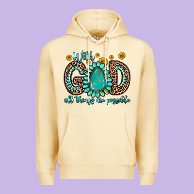 With God All Things Are Possible Gemstone Premium Hoodie Designed By Zillion Design Studio