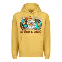 Antique Gold with god all things are possible daisy Premium Hoodie - Zillion Design Studio