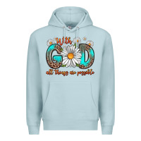 Blue Mist with god all things are possible daisy Premium Hoodie - Zillion Design Studio