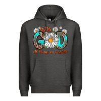 Charcoal Heather with god all things are possible daisy Premium Hoodie - Zillion Design Studio