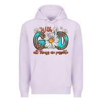 Lilac with god all things are possible daisy Premium Hoodie - Zillion Design Studio