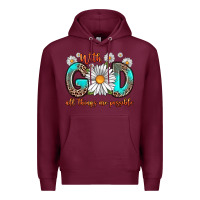 Burgundy with god all things are possible daisy Premium Hoodie - Zillion Design Studio