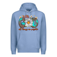 Colony Blue with god all things are possible daisy Premium Hoodie - Zillion Design Studio