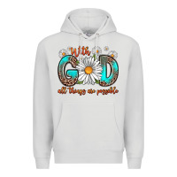 Dove Grey with god all things are possible daisy Premium Hoodie - Zillion Design Studio