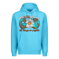Ocean Blue with god all things are possible daisy Premium Hoodie - Zillion Design Studio