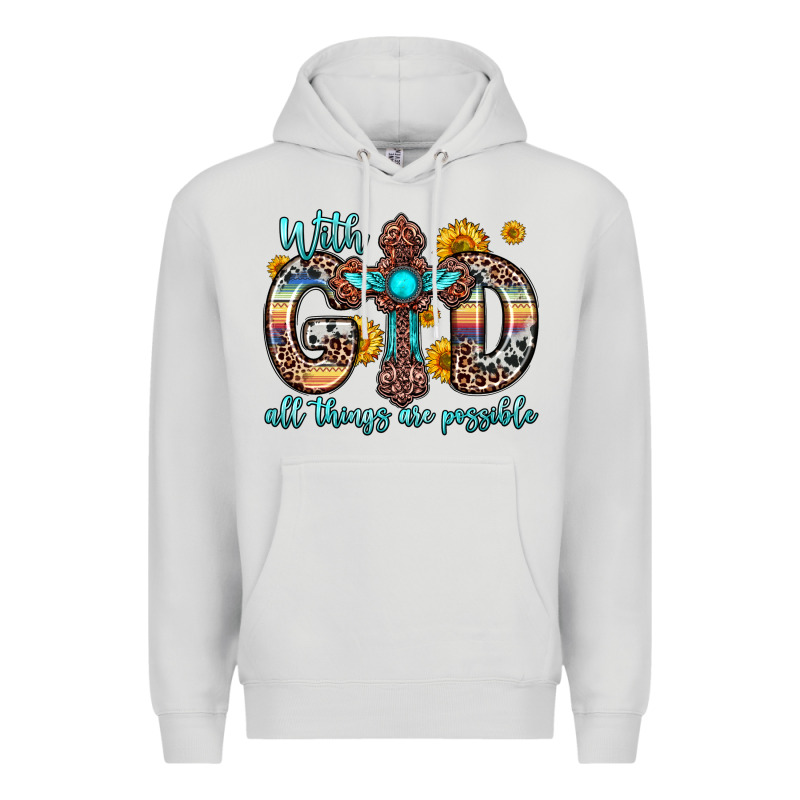 With God All Things Are Possible Cross Premium Hoodie by Zillion Design Studio | Teevron