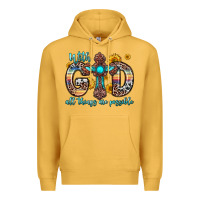 Mustard with god all things are possible cross Premium Hoodie - Zillion Design Studio