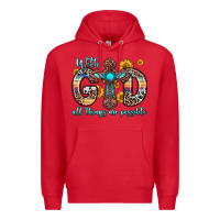 Red with god all things are possible cross Premium Hoodie - Zillion Design Studio