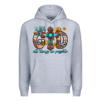 Heather Grey with god all things are possible cross Premium Hoodie - Zillion Design Studio