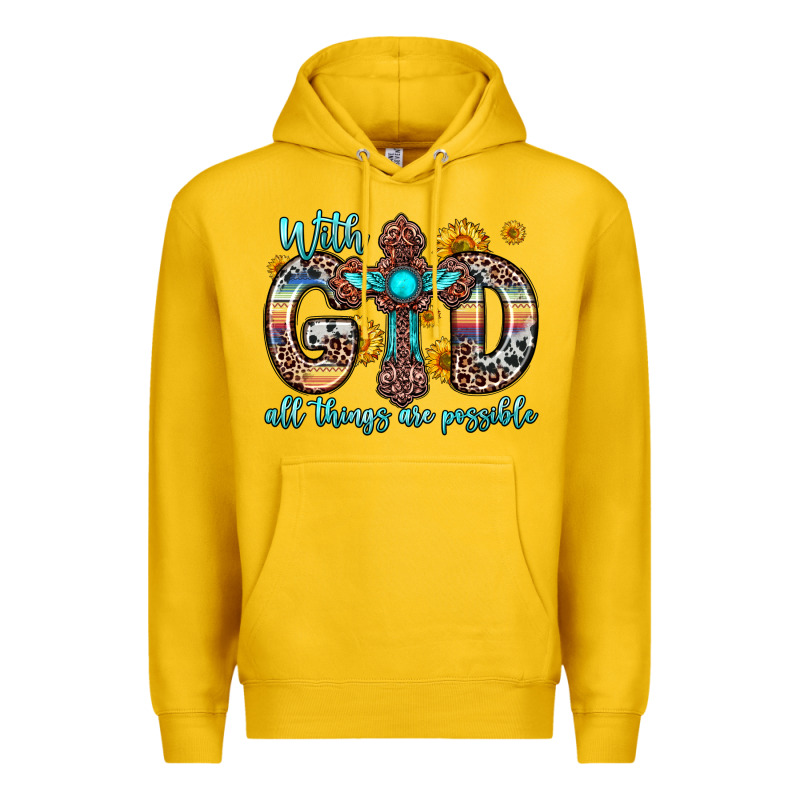 With God All Things Are Possible Cross Premium Hoodie by Zillion Design Studio | Teevron