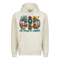 Oatmeal Heather with god all things are possible cross Premium Hoodie - Zillion Design Studio