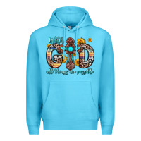 Ocean Blue with god all things are possible cross Premium Hoodie - Zillion Design Studio