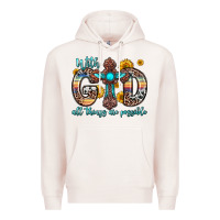 Pale Pink with god all things are possible cross Premium Hoodie - Zillion Design Studio