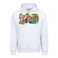 White tropical coffee cups Urban Hoodie - Zillion Design Studio