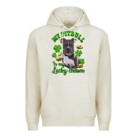 Oatmeal Heather st patricks day my pitbuli my lucky charm Premium Hoodie - RanaPortraitStore