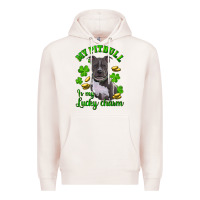 Pale Pink st patricks day my pitbuli my lucky charm Premium Hoodie - RanaPortraitStore