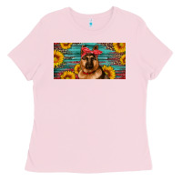 Bubblegum Pink german shepherd with sunflowers license plate Ladies Tee - Artiststas