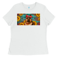 White german shepherd with sunflowers license plate Ladies Tee - Artiststas