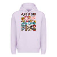 Lilac just a girl who loves pigs Premium Hoodie - Zillion Design Studio