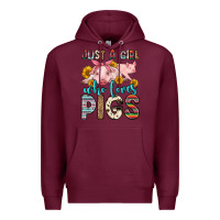 Burgundy just a girl who loves pigs Premium Hoodie - Zillion Design Studio