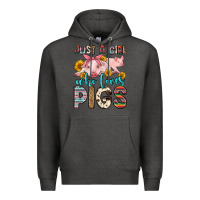 Charcoal Heather just a girl who loves pigs Premium Hoodie - Zillion Design Studio