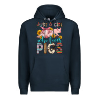 Navy just a girl who loves pigs Premium Hoodie - Zillion Design Studio