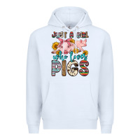 White just a girl who loves pigs Premium Hoodie - Zillion Design Studio