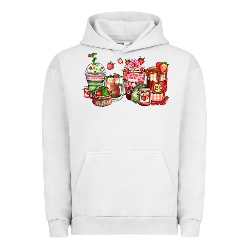Strawberry Farm Fresh Coffee Cups Urban Hoodie by Zillion Design Studio | Teevron