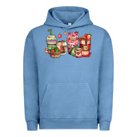 Pigment Pebble Blue strawberry farm fresh coffee cups Urban Hoodie - Zillion Design Studio
