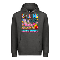 Charcoal Heather rolling into kindergarten grade Premium Hoodie - texasbilliewilder