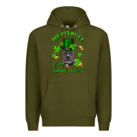 Army Green st patricks day my pitbuli my lucky charm with hat Premium Hoodie - RanaPortraitStore
