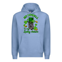 Colony Blue st patricks day my pitbuli my lucky charm with hat Premium Hoodie - RanaPortraitStore