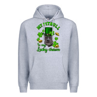 Heather Grey st patricks day my pitbuli my lucky charm with hat Premium Hoodie - RanaPortraitStore