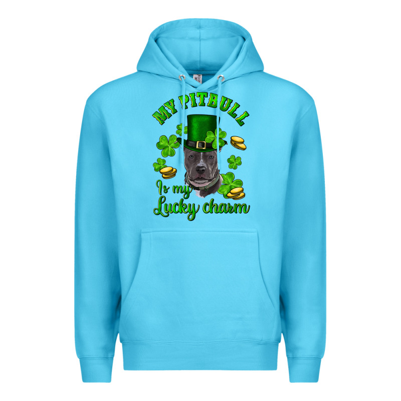 St Patricks Day My Pitbuli My Lucky Charm With Hat Premium Hoodie by RanaPortraitStore | Teevron
