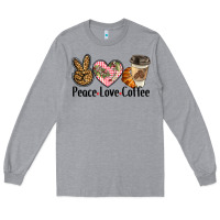 Heather Grey peace love coffee Long Sleeve Tee - BarkalooDesign